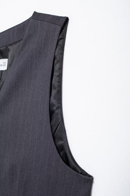 Striped Belted Blazer Vest