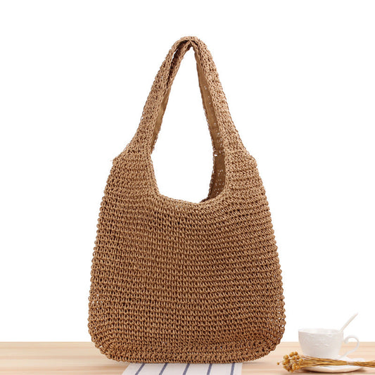 Shoulder Straw Bag Maori Hand-Woven Bag Casual Large Capacity Beach Bag