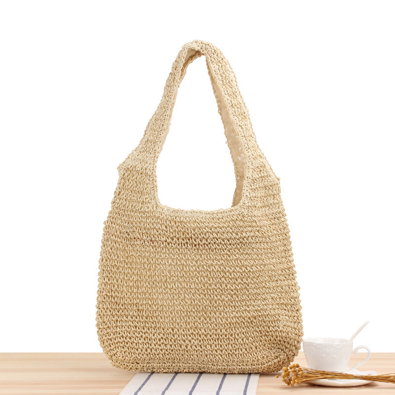 Shoulder Straw Bag Maori Hand-Woven Bag Casual Large Capacity Beach Bag