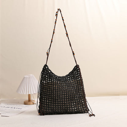 Casual Versatile Cotton Rope Cutout Rope Shoulder Bag