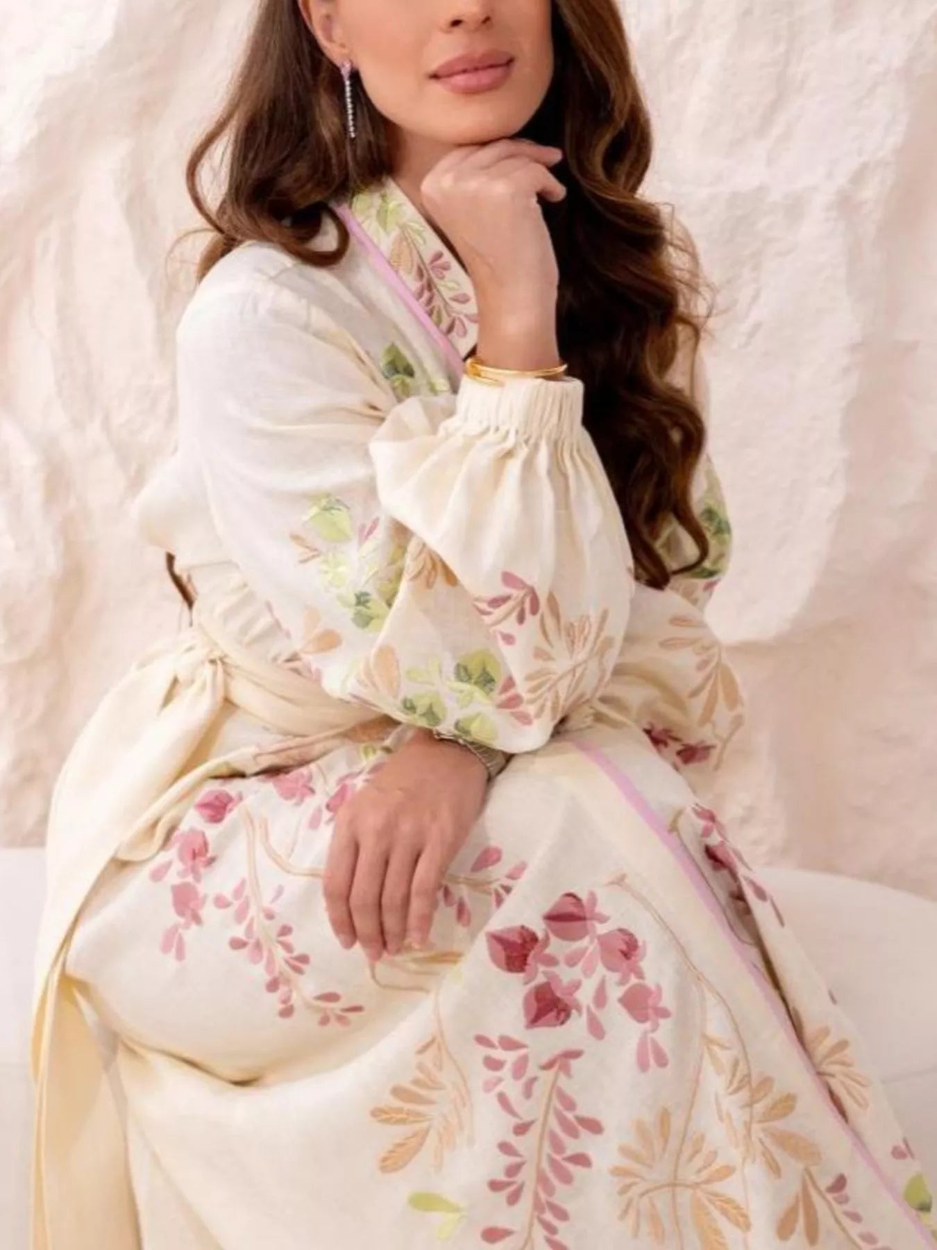 Amara's Floral Tie Waist Long-Sleeve Maxi Dress