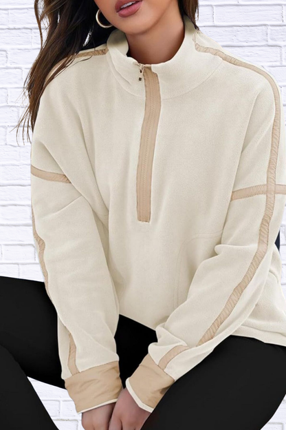 Half Zip Dropped Shoulder Sweatshirt