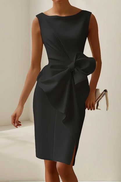 Sleeveless Bow Knot Waist Pencil Dress