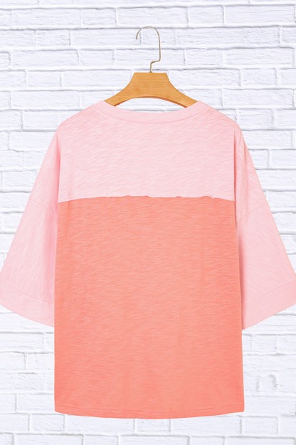 Flower Patched Exposed Seam Oversized T Shirt