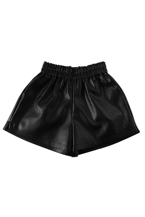 Rosiedress Elastic Waist Pocketed Faux Leather Shorts