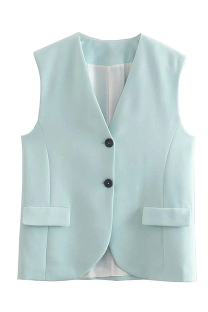 Rosiedress V Neck Single Breasted Blazer Vest