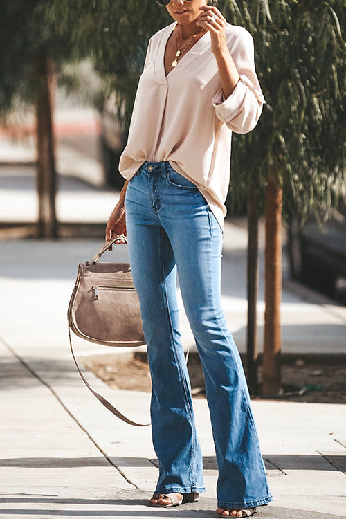 Rosiedress Distressed Bell Bottoms Skinny Denim Pants