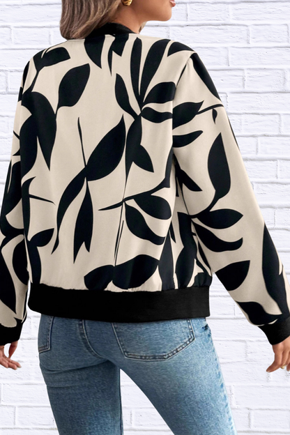 Printed Zip Up Long Sleeve Jacket
