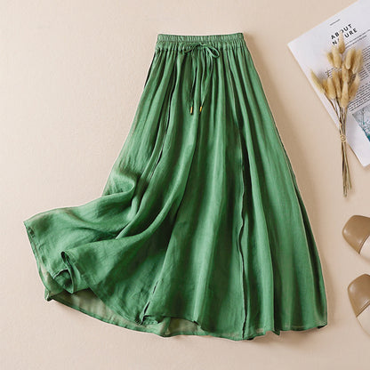 Solid Color Ramie Artistic Retro Skirt