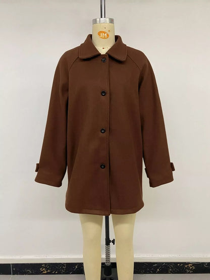 Single-Breasted Raglan Sleeve Outerwear