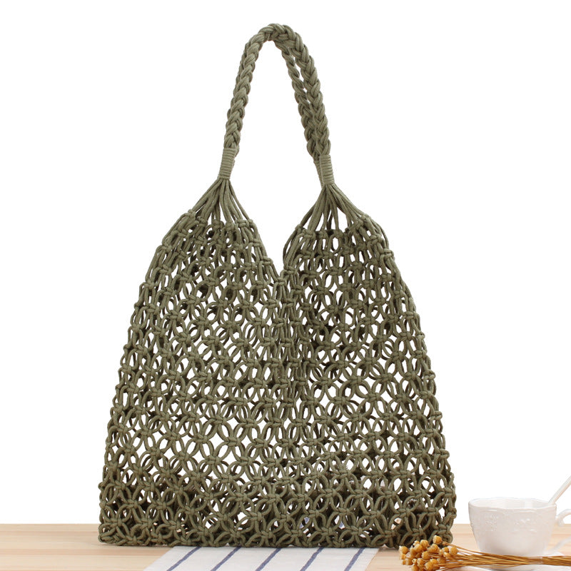 Solid Color One Shoulder Woven Bag Trendy Women Maori Crochet