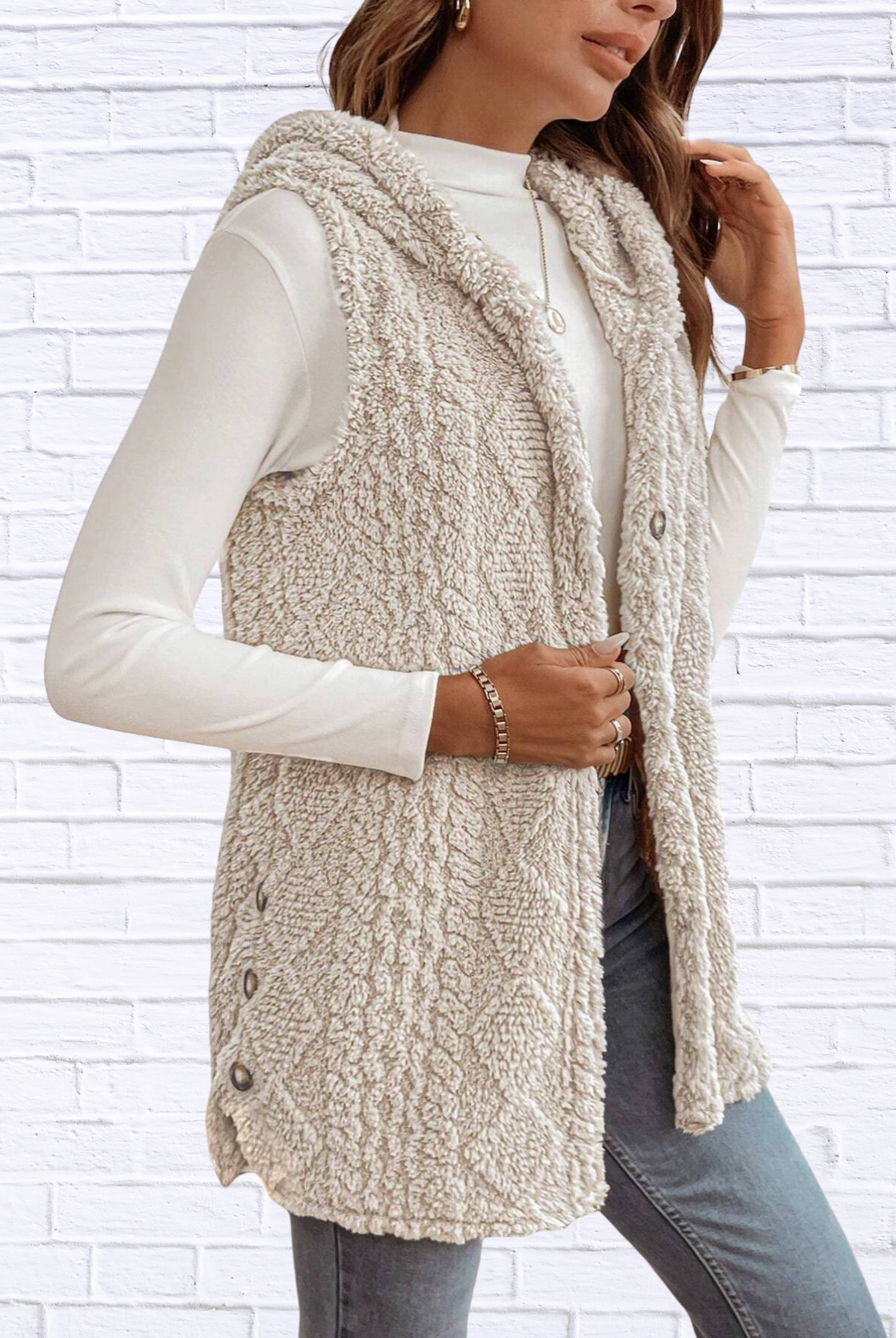 Cozy Sherpa Fleece Hooded Vest Coat