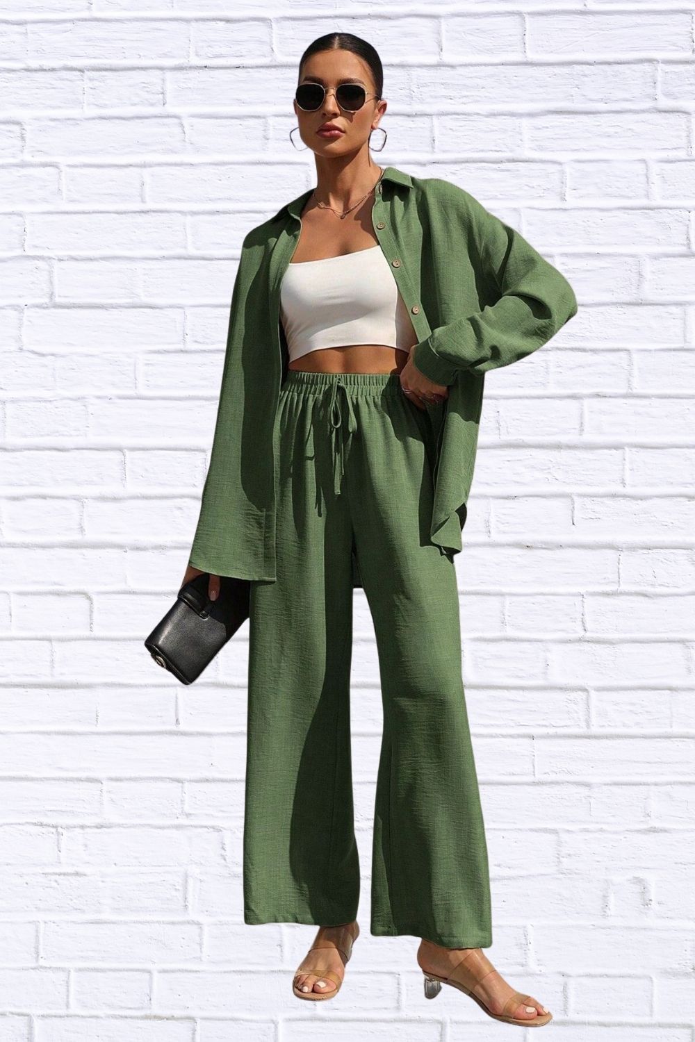 Button Up Shirt & Pants Set | Women’s Matching Outfit