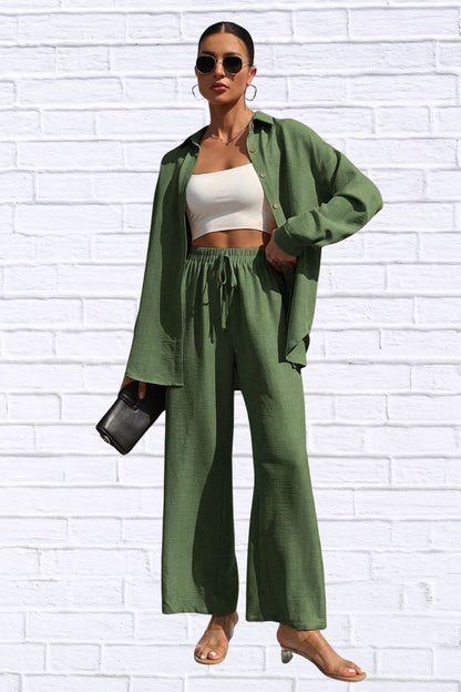 Button Up Shirt & Pants Set | Women’s Matching Outfit