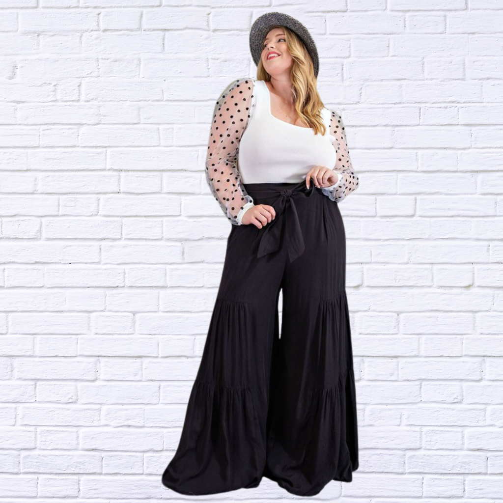 Women's Black Super Swingy Wide Leg  Woven Pants