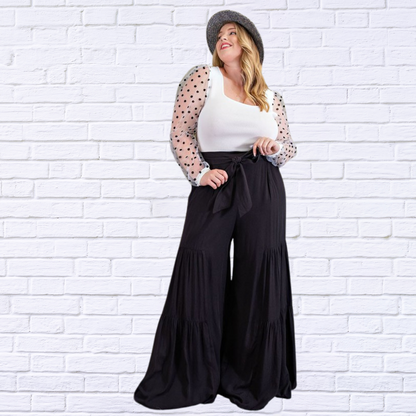 Women's Black Super Swingy Wide Leg  Woven Pants