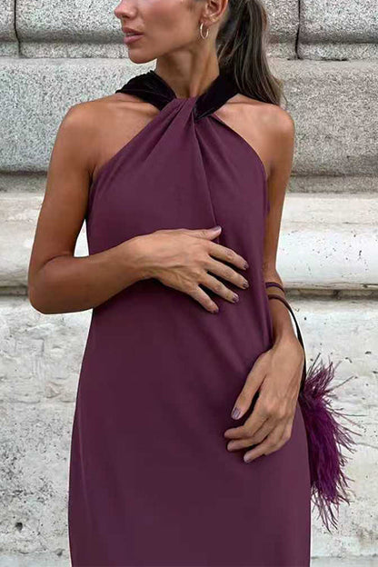 Sleeveless Draped Back Maxi Party Dress