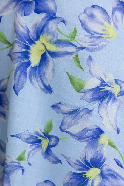 Halter Neck Backless Waisted Floral Print Swing Maxi Dress