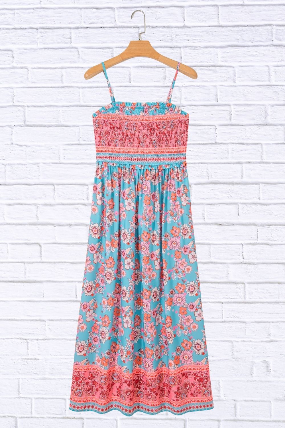 Bohemian Ethnic Print Spaghetti Straps Vacation Maxi Dress for Women