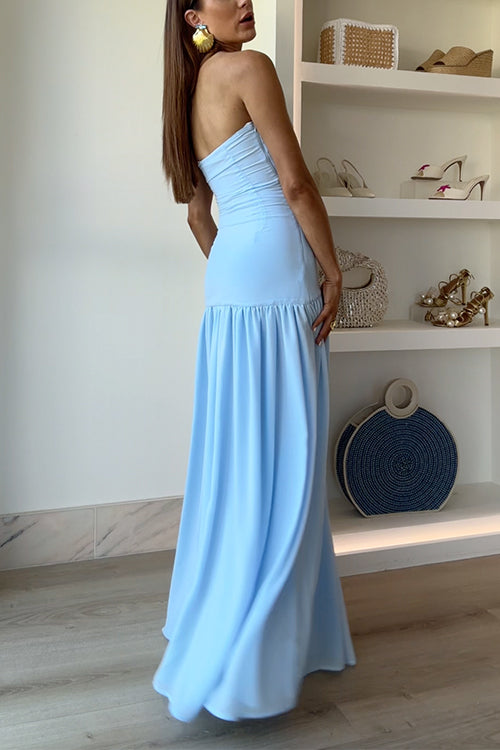 Strapless Tube High Slit Swing Maxi Party Dress