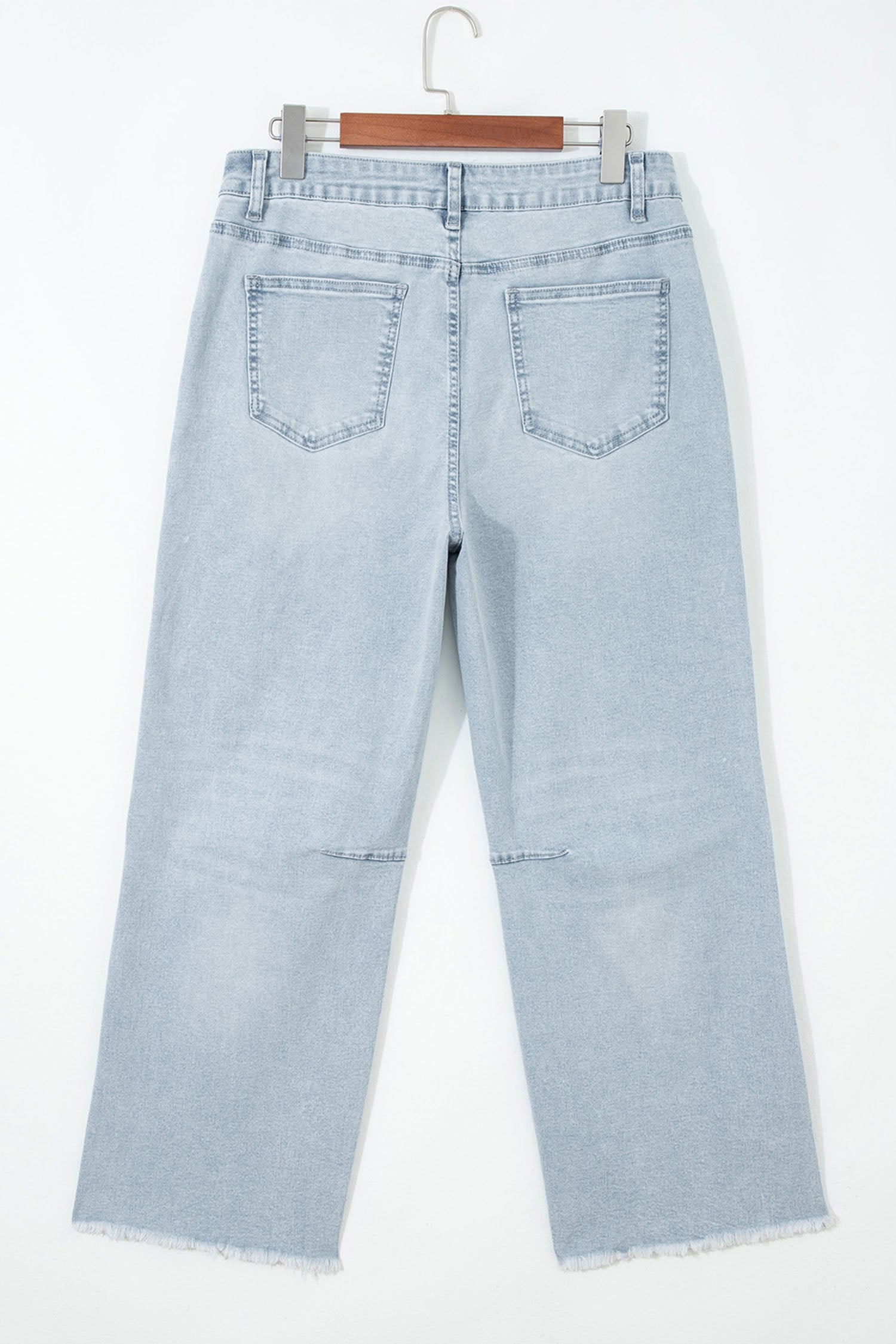 Beau Blue Sequin Detail Patched Rugby Pattern Raw Hem Shift Jeans