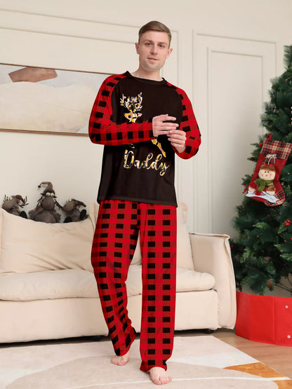 Full Size Family Matching Christmas Pajamas Set with Reindeer Graphic Plus Size