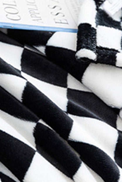 Blue Zone Planet | Black Checkerboard Printed Soft Throw Blanket