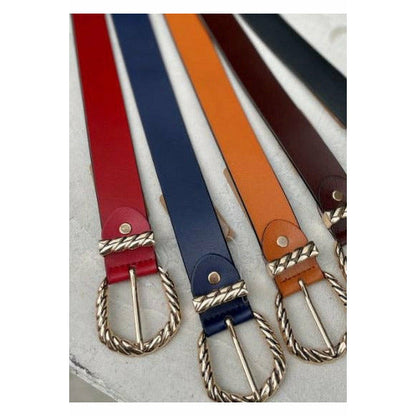 Leather Belt - Red Navy Black Mustard  Brown Beige Rust