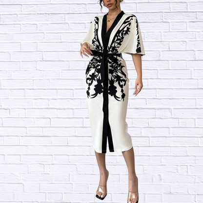 Button Front Half Sleeve Dress