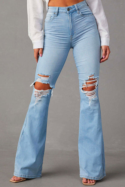 Rosiedress Distressed Bell Bottoms Ripped Trendy Jeans