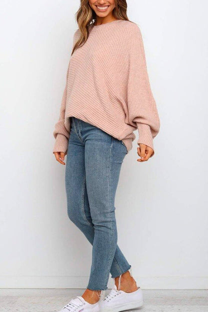 Rosiedress Batwing Long Sleeves Ribbed Knit Tunic Sweater