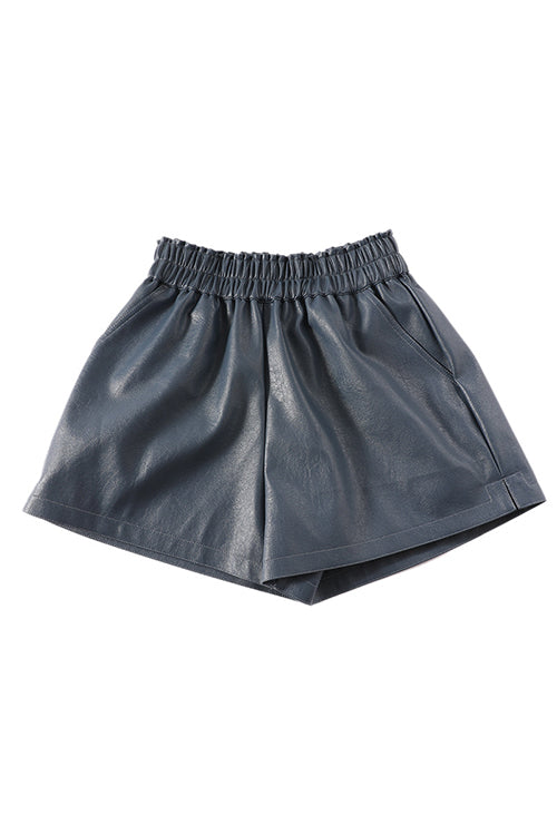 Rosiedress Elastic Waist Pocketed Faux Leather Shorts