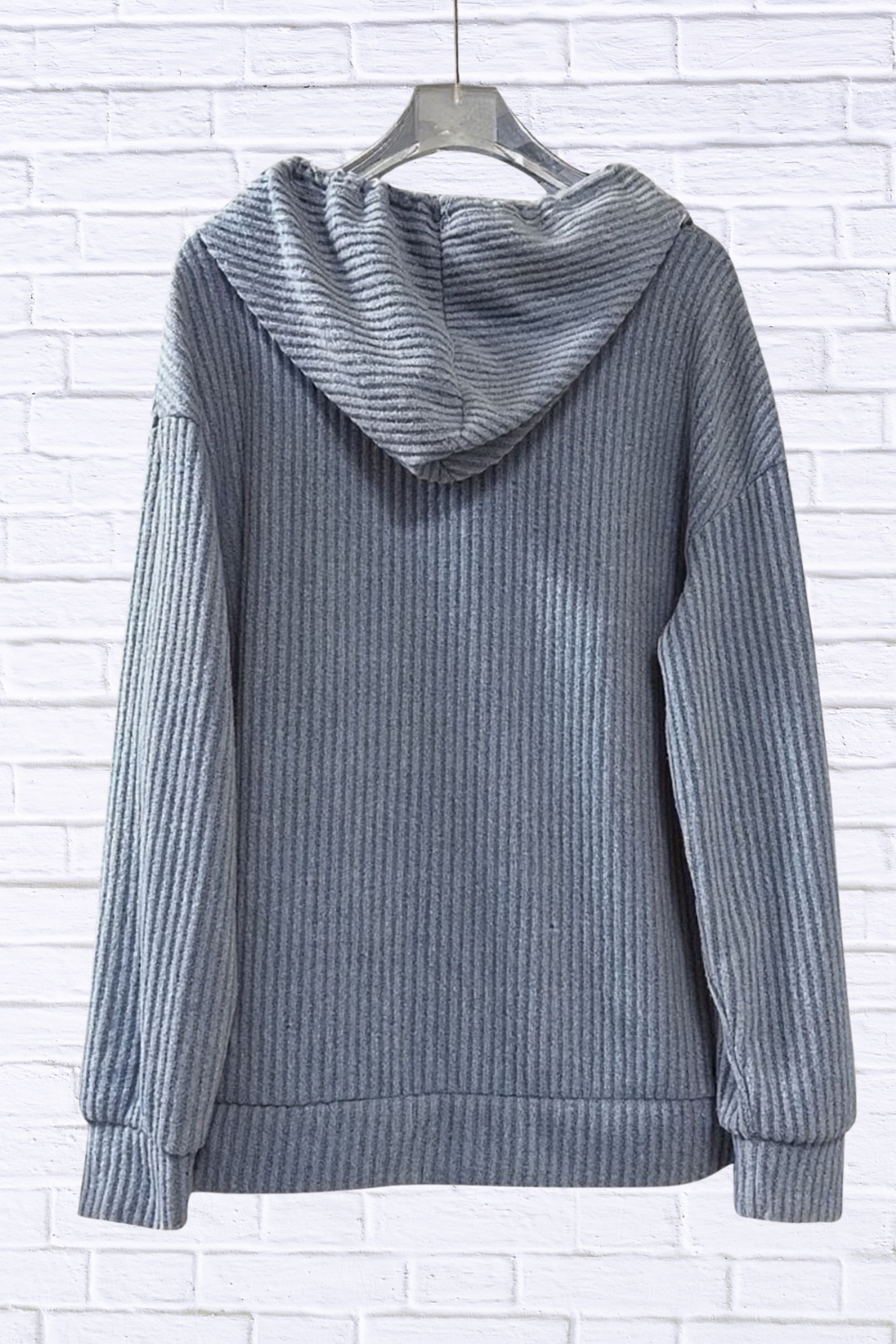 Button-Front Drawstring Hoodie