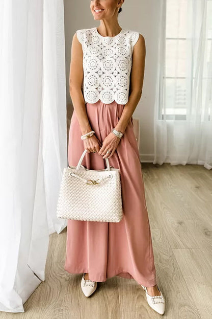 Chicest Solid Wide Leg Palazzo Pants Pink