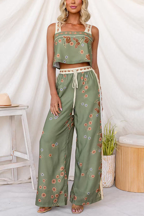 Sleeveless Floral Print Crop Top
