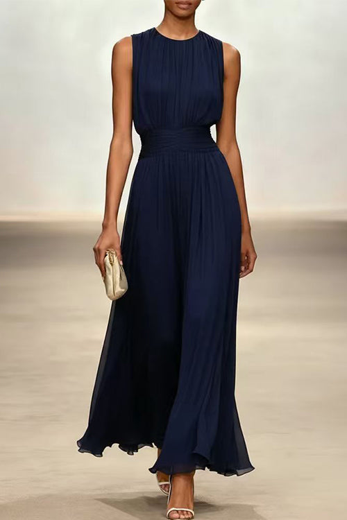 Crewneck Sleeveless High Waist Maxi Dress
