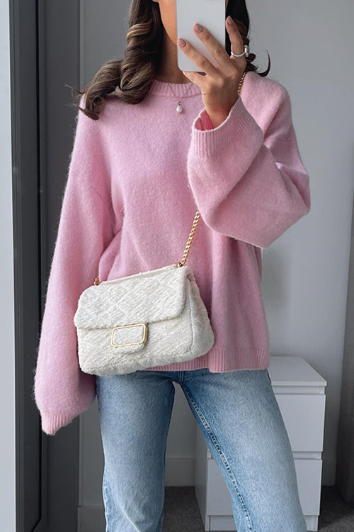 Rosiedress Crewneck Drop Shoulder Comfy Pullover Sweater