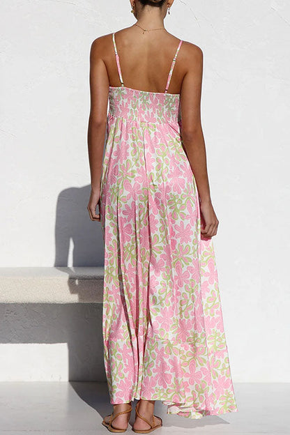 Rosiedress Spaghetti Strap Empire Waist Floral Print Swing Maxi Dress