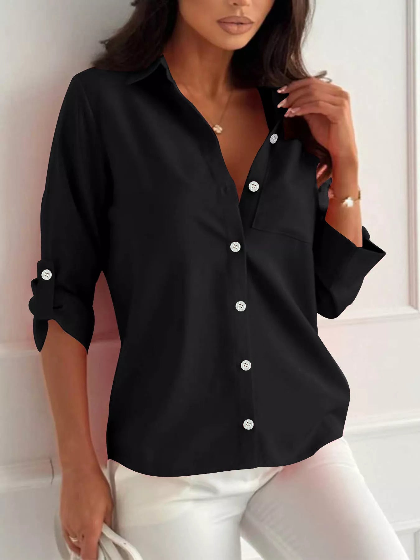 Button-Down Roll-Up Sleeve Shirt