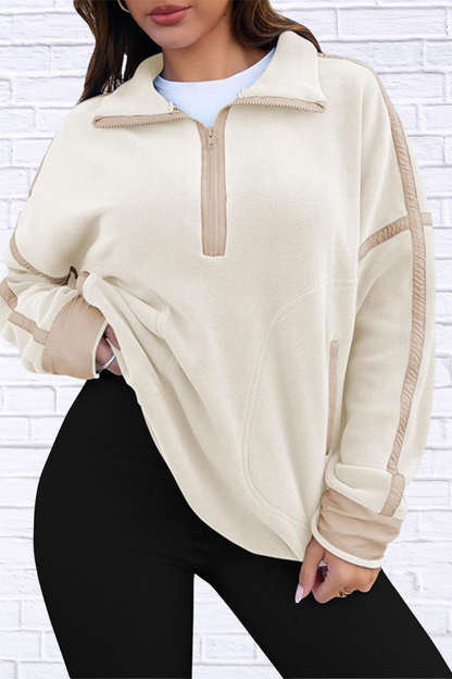 Half Zip Dropped Shoulder Sweatshirt