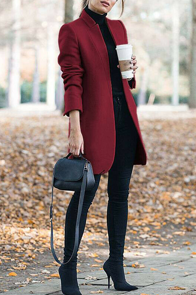 Fashion Casual Long Sleeve Regular Sleeve Solid Coats