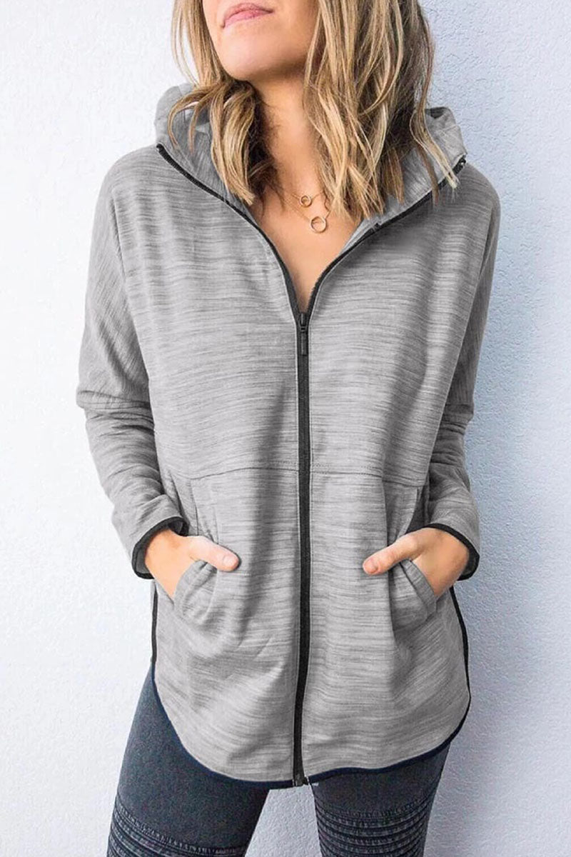 Fashion Casual Solid Hooded Collar Tops(5 colors)