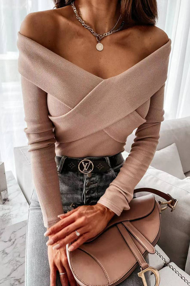 Fashion Sexy Solid V Neck Tops