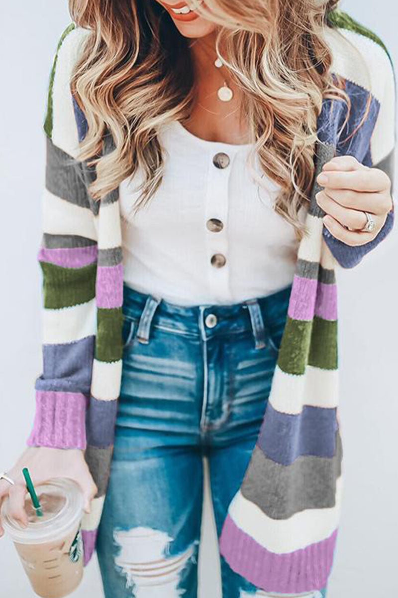 Fashion Street Striped Patchwork Sweaters