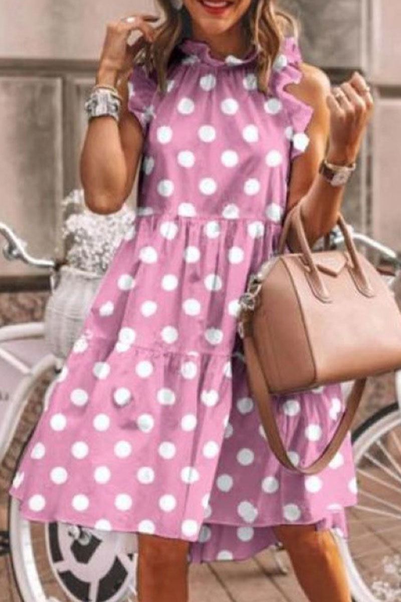 Fashion Street Print Patchwork O Neck A Line Dresses