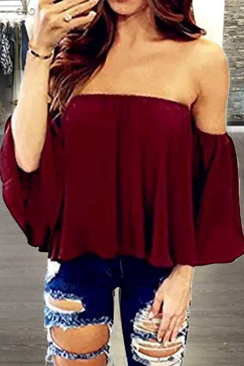 Fashion Casual Solid Patchwork Strapless Tops