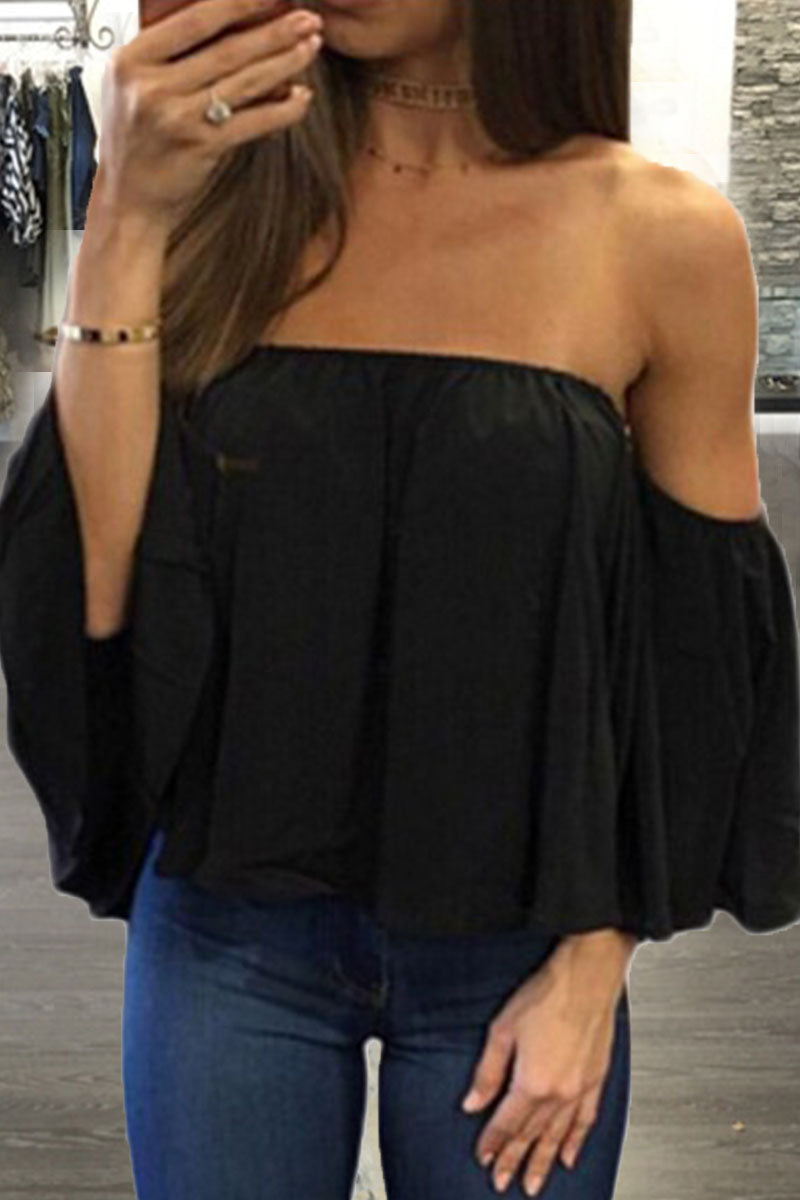 Fashion Casual Solid Patchwork Strapless Tops