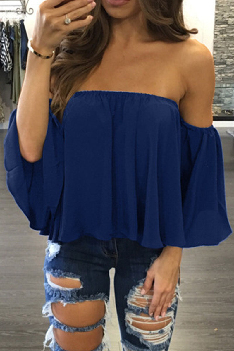 Fashion Casual Solid Patchwork Strapless Tops