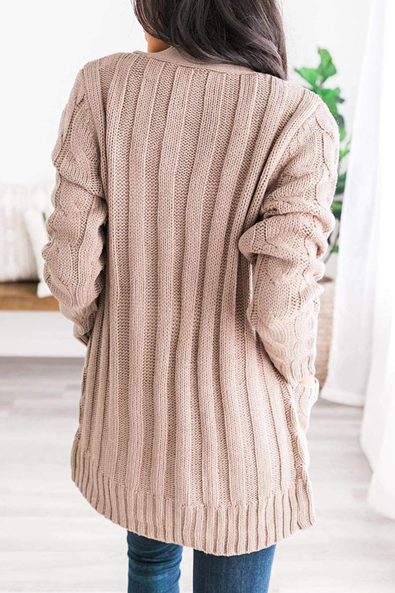 Casual Solid Patchwork Buckle Cardigan Collar Tops