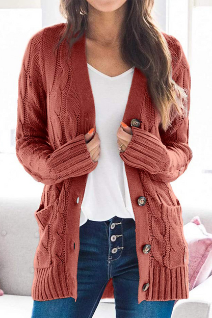 Casual Solid Patchwork Buckle Cardigan Collar Tops